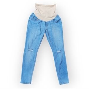 Indigo Blue Maternity Skinny Jeans sz XL Distressed Stretch Straight